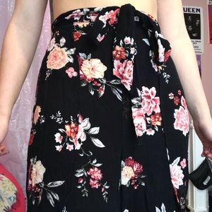 Flowy Black Floral Pants